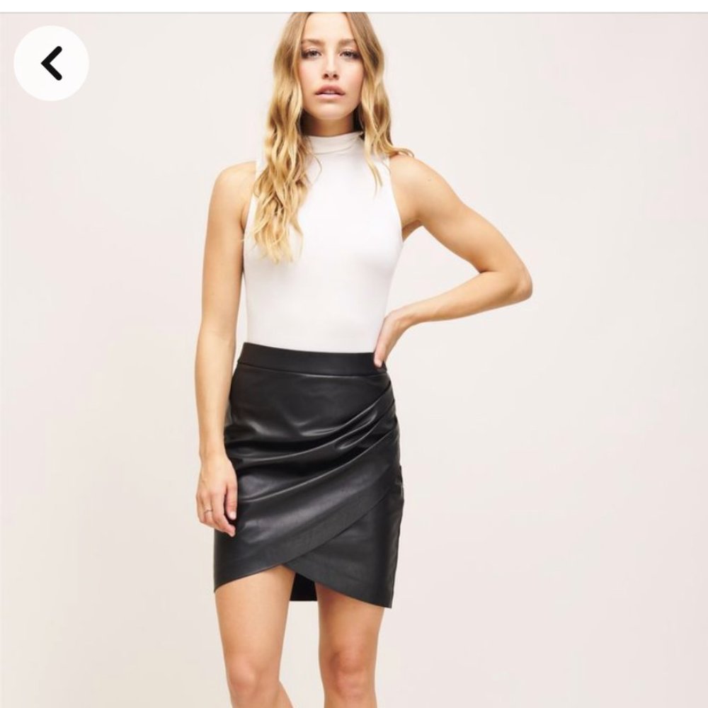 Dynamite Faux Leather Wrap Skirt